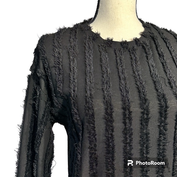 Zara Trafaluc Womens Black Fringe Long Sleeve Shirt - Picture 12 of 12